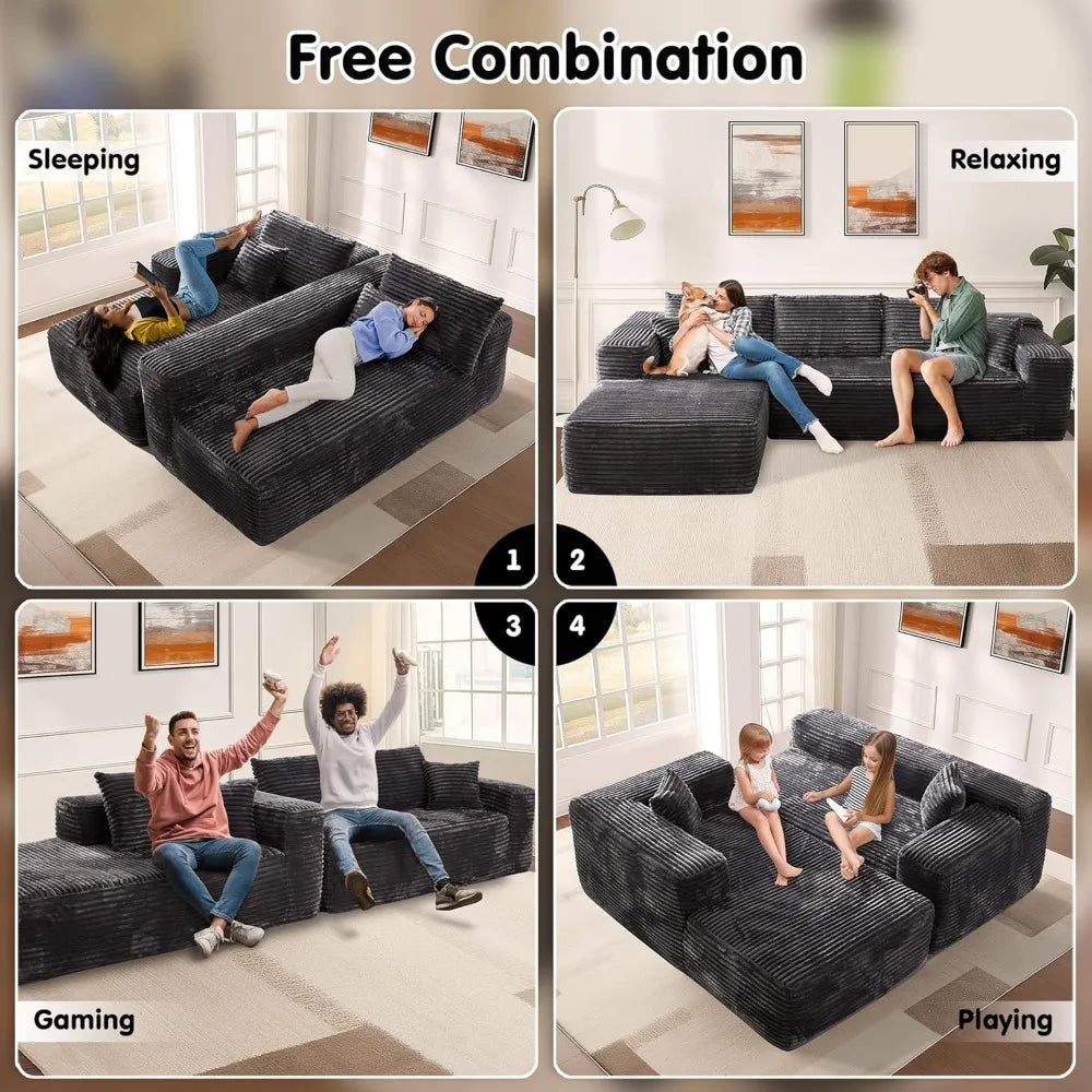 104" Cloud Sectional Couch with L-Shape Chaise,Modern Modular Sofa with Deep Seat, Upholstered Couches for Living Room Bedroom,N