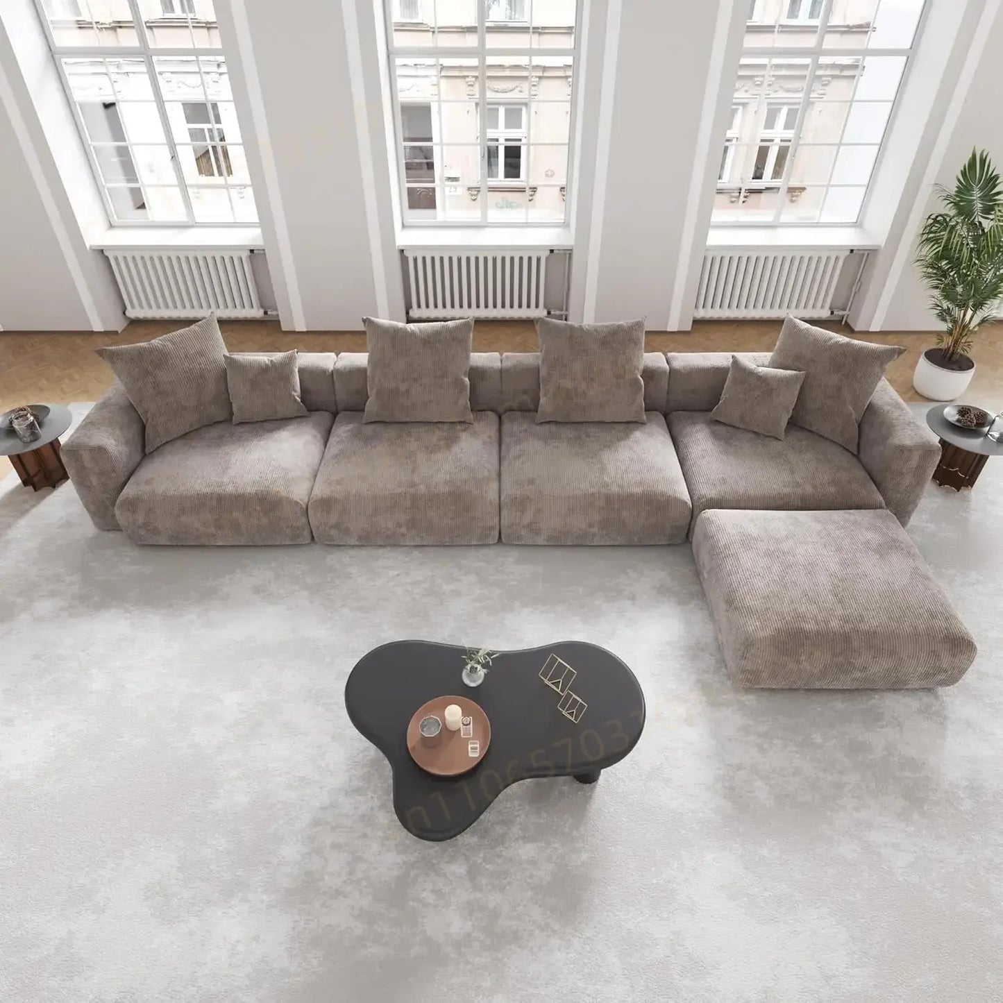 DIGGERA 181" Oversized Compressed Sofa Boneless Couch Modular Sofas for Living Room Huge 4-Seats Sectional Couches with Chaise