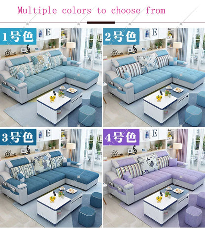 Room Fabric Sofa Modern Minimalist Home Corner Sofa Furniture Combination Nordic Solid Frame Fabric Sofa