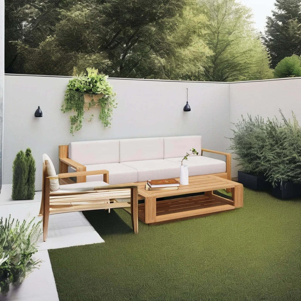 for High End Teak Wood Patio Hotel Furniture Backyard Outdoor Teak Garden Sofa Set With Cushions Modern Teak Wood Furniture