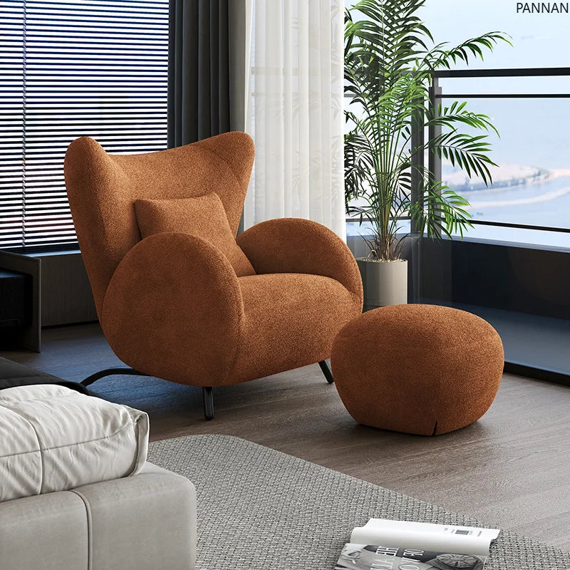 Cream Antelope Single Living Room Sofa Fabric Leisure Chair Middle Antique Lazy Sofa