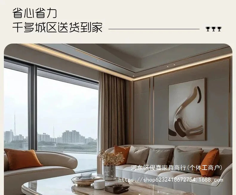 Light luxury modern coffee table microcrystalline stone high-end home high-end new living room villa marble lengthening