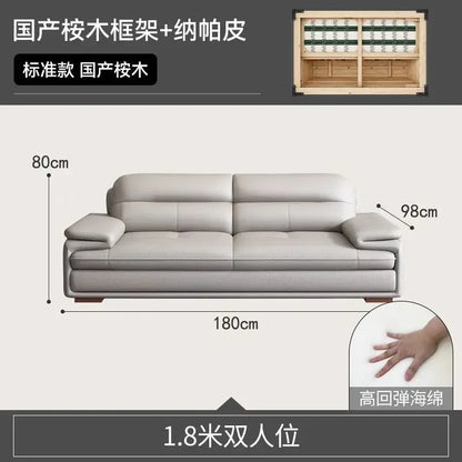 Premium Modern simple leather sofa size apartment living room three or four people concubine cowhide
