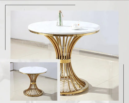 Nordic Minimalist Marble Coffee Tables Light Luxury Living Room Side Table Golden Iron Round Coffee Table Modern Home Furniture