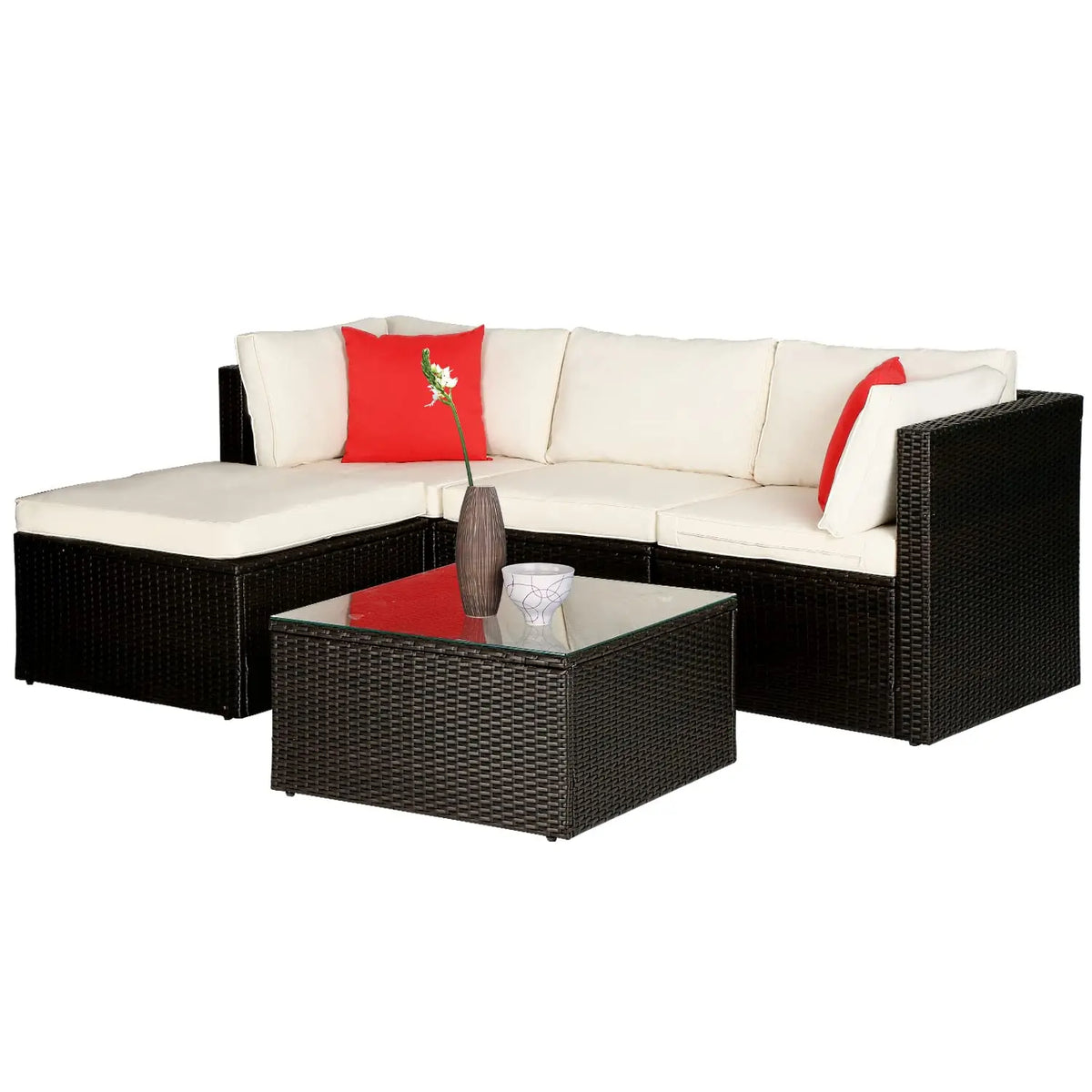 5 Pieces Patio Furniture Sets Outdoor Furniture Patio Sofa Wicker Sectional Sofa Modular Outdoor Conversation Set, Customized