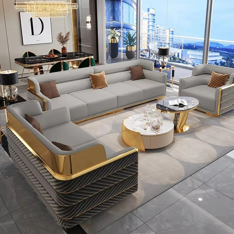 Modern Chesterfield Villa Sofa Royal Living Room Sofas Leather Full Set of Couches Decor Home Sofa Living Room Luxury Furniture