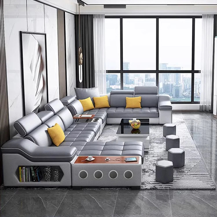 For Multifunctional U-Shaped Sofa Set Fabric Corner Sofa With Usb Speaker  Living Room Furniture 7 Seater Sofa China Furniture