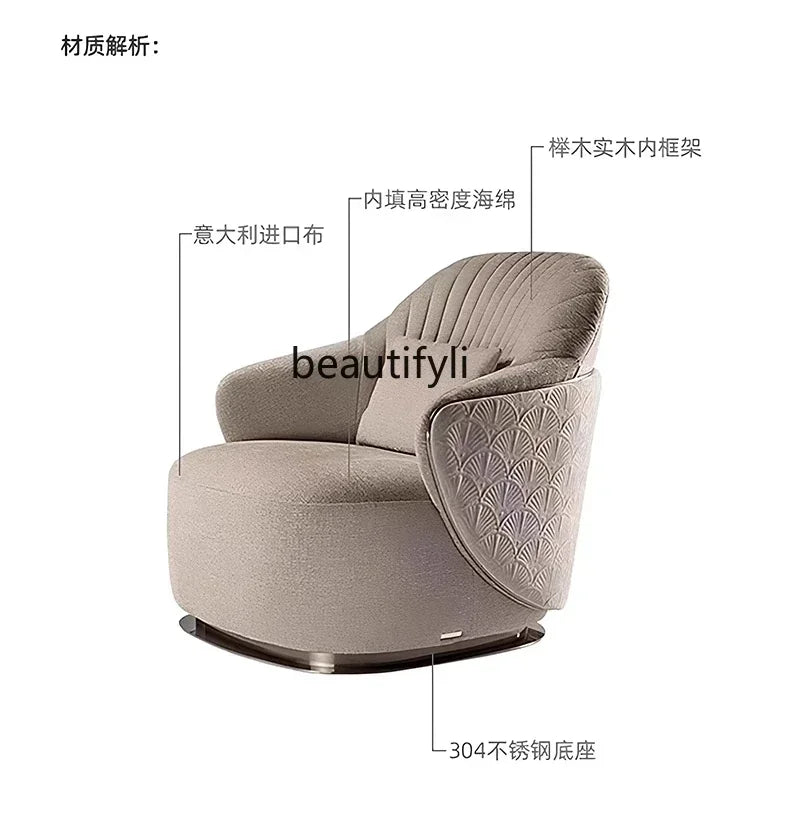 Italian light luxury design single sofa chair modern villa living room home fabric leisure chair9338