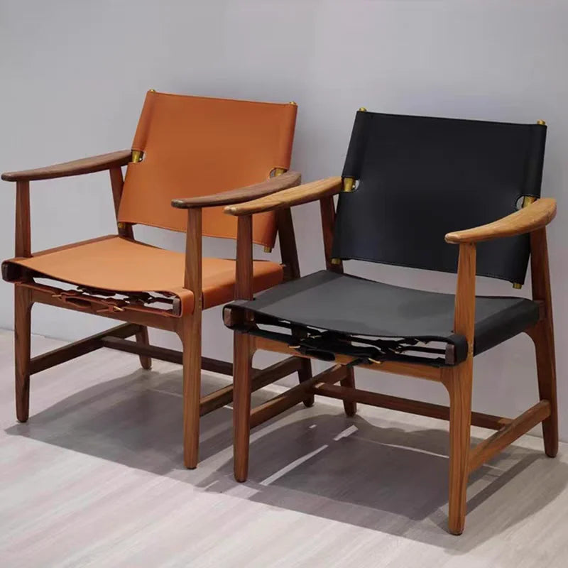 Light Luxury Living Room Chair Saddle Leather Dining Chair Dining Chairs Ash Wood Backrest Chairs Home Bedroom Study Chairs