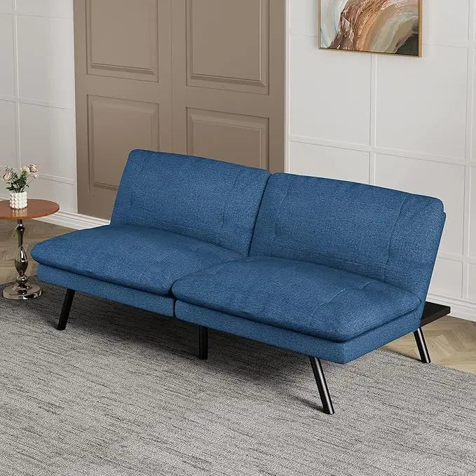 Faux Leather Futon Sofa Bed,Convertible Futon Couch,Memory Foam Loveseat Sleeper Sofa