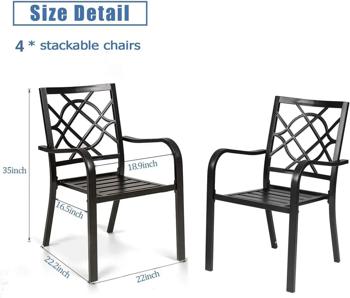 300lbs Patio Chairs Set of 4 Outdoor Dining , Metal Frame Stackable Patio Dining , Wrought Iron Black Outdoor Chair