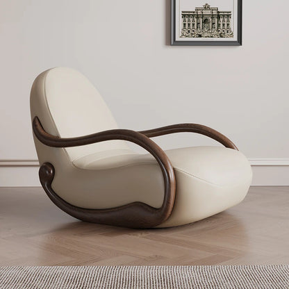 Design rocking chair new Chinese leisure chair walnut armrest living room balcony lazy recliner Italian minimalist