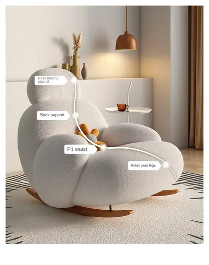 Nordic Bedroom Creamy Velvet Rocking Lounge Chair,living Room Balcony,rotatable Single Person Large White Bear Leisure Chair