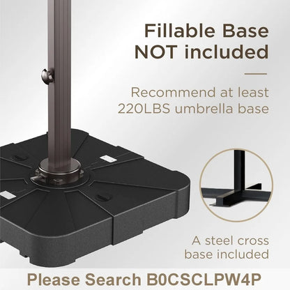 9' X 12' Cantilever Patio Umbrella 360°Rotation Rectangular Outdoor Large Offset Umbrellas Double Top Heavy Duty Windproof for G