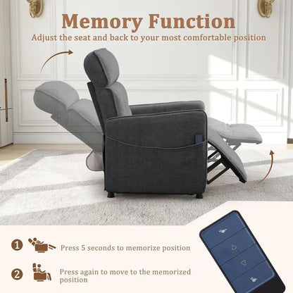 Luxury Adult Electric Recliners for Comfortable Living Spaces, Cashmere Upholstered Recliner with Easy One-Touch Recline and Sid
