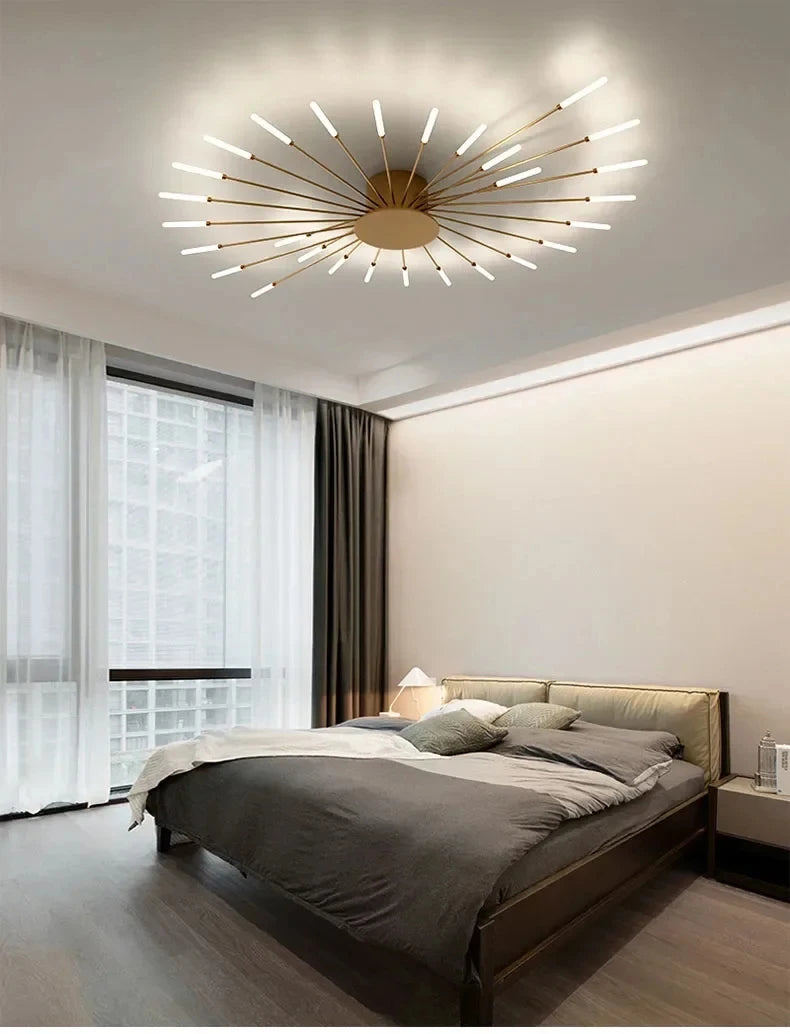 Living Room Light LED Ceiling Lamp Modern Indoor Lighting Acrylic Nordic Creative Fan-shaped Bedroom Fixture Home Decor Kid Room