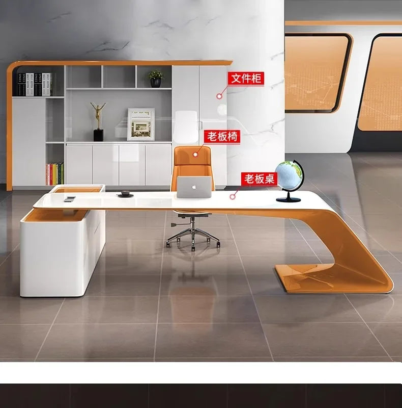 L Shaped Wooden Designer Office Desks Modern Luxury Drawers Large Computer Desks Asthetic Study Escritorio Office Furniture