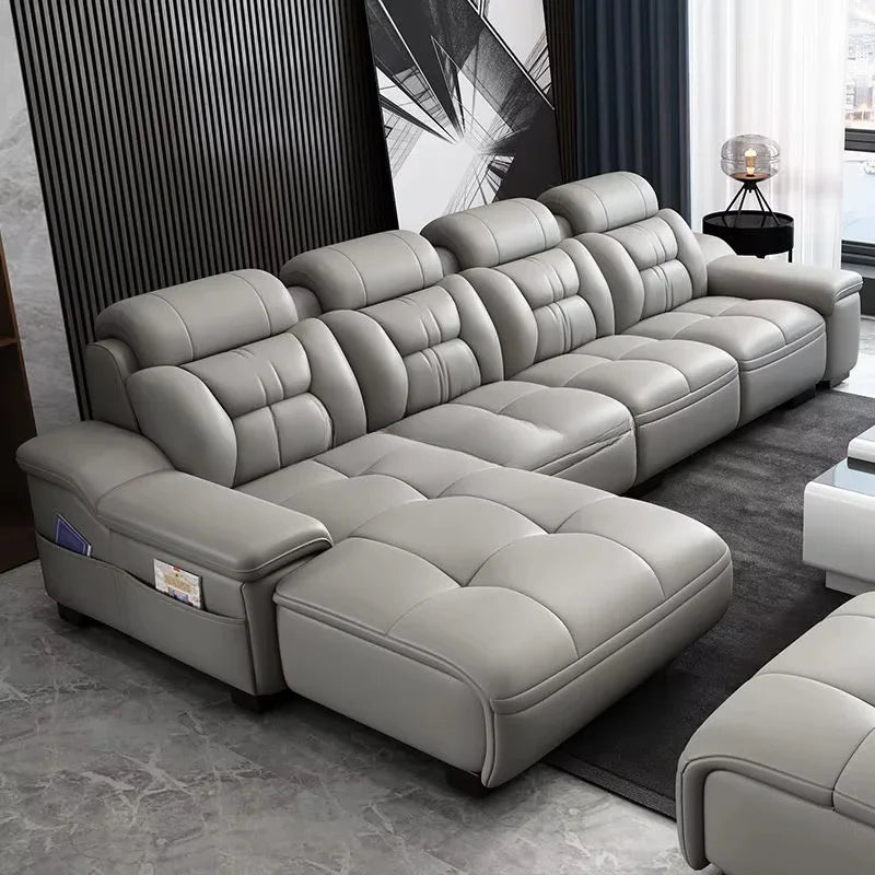 A Simple Modern Living Room Business Led Creative Combination Furniture Leather Sofa