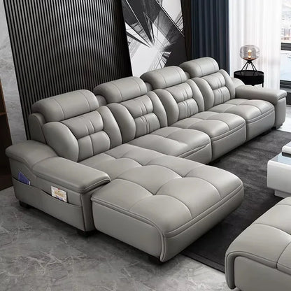 A Simple Modern Living Room Business Led Creative Combination Furniture Leather Sofa