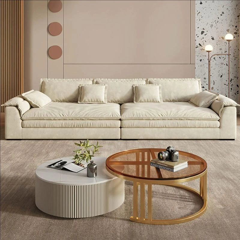 Luxury Charging  Sofas Bed U Shaped Sectional Furniture 7 Seat Modern European Fabric Living Room Sofas Set