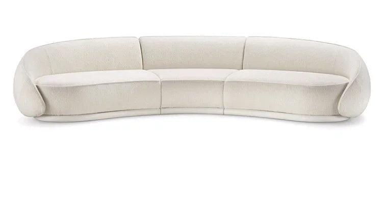 Sili Style Living Room Moon Faux Leather Fabric Nordic Designer Semi-Arc Light Luxury Cashew Curved Sofa living room furniture