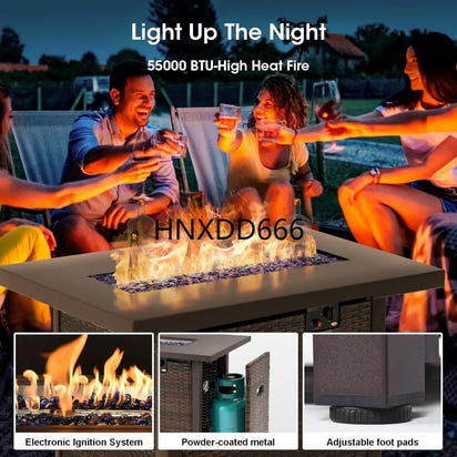 7 Piece Patio Furniture Set with  Fire Pit Table Outdoor Sectional Conversation Sofa Set with Coffee Table