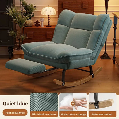 Nordic Widen Living Room Sofas for Living Room Adults Can Rocking Single Sofas for Balcony Leisure Corduroy Rocking Lazy Chair
