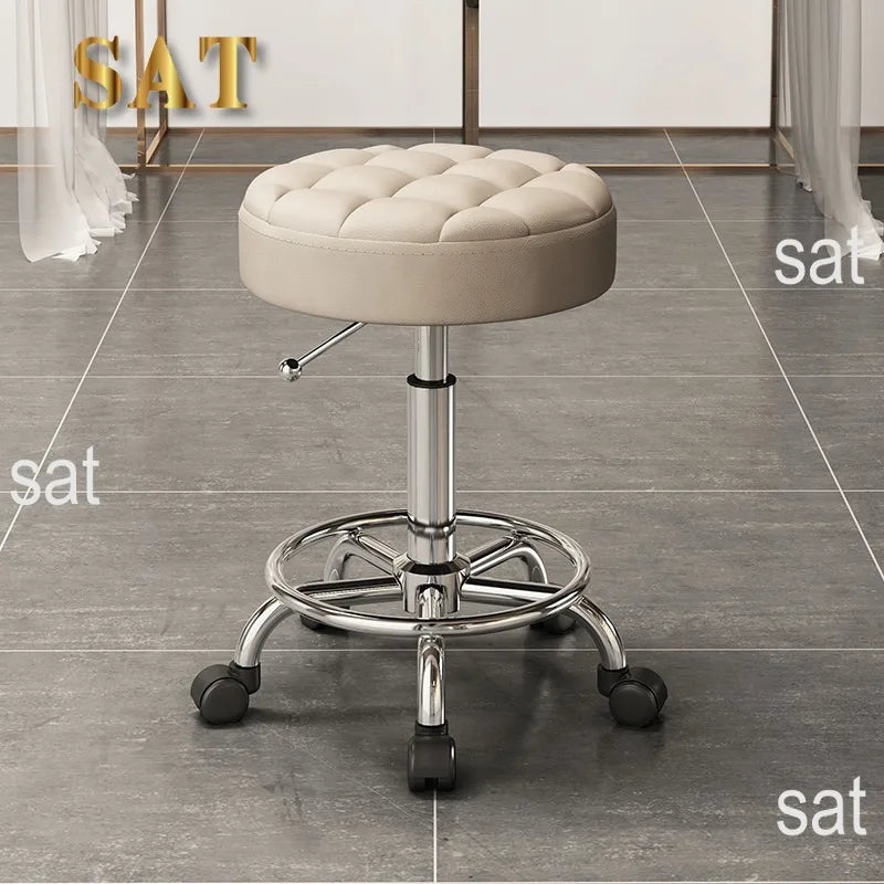 Household beauty stool, metal industrial hair chair with rotating lift pulley, suitable for salons and barber shops