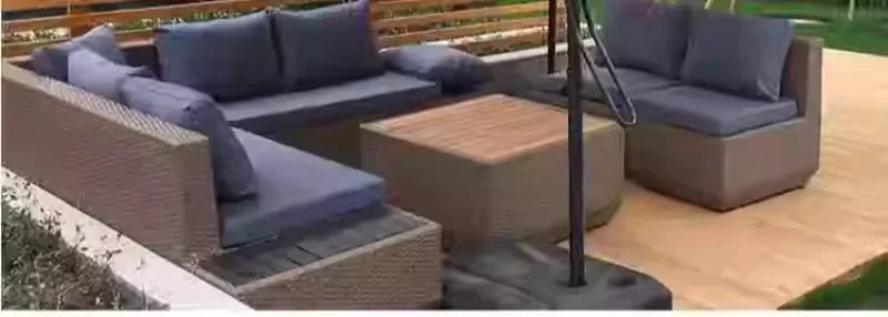 American Courtyard Furniture Leisure Rattan Sofa Chairs Outdoor Modern Country Corner Garden Sofas Patio Furniture Set y