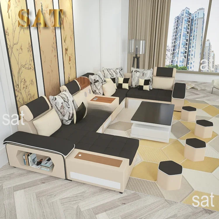 'Customizable royal Nordic modern style has music to play sectionals sofa set 7 seater living room Furniture designs
