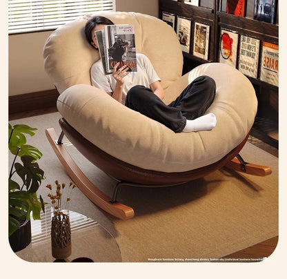 Egg Shell Rocking Chair Lounge Recliner Bed Sleep Rest Foldable Single Seater Indoor Outdoor Casual Living Room Chair Furniture