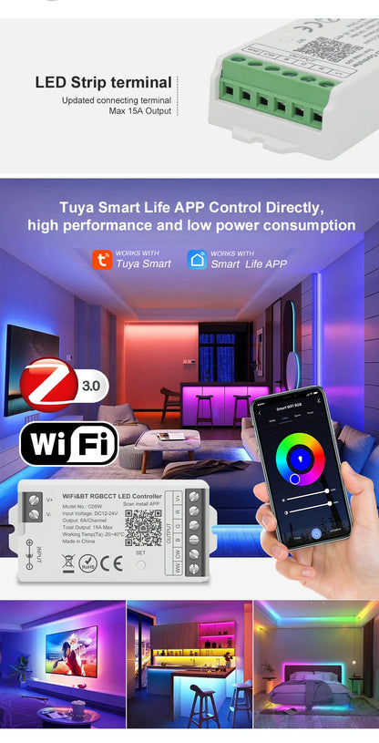 Smart LED Dimmer Tuya Wifi Zigbee DIM CCT RGB RGBW RGBCCT PWM LED Controller Support Alexa Google Home Voice Control