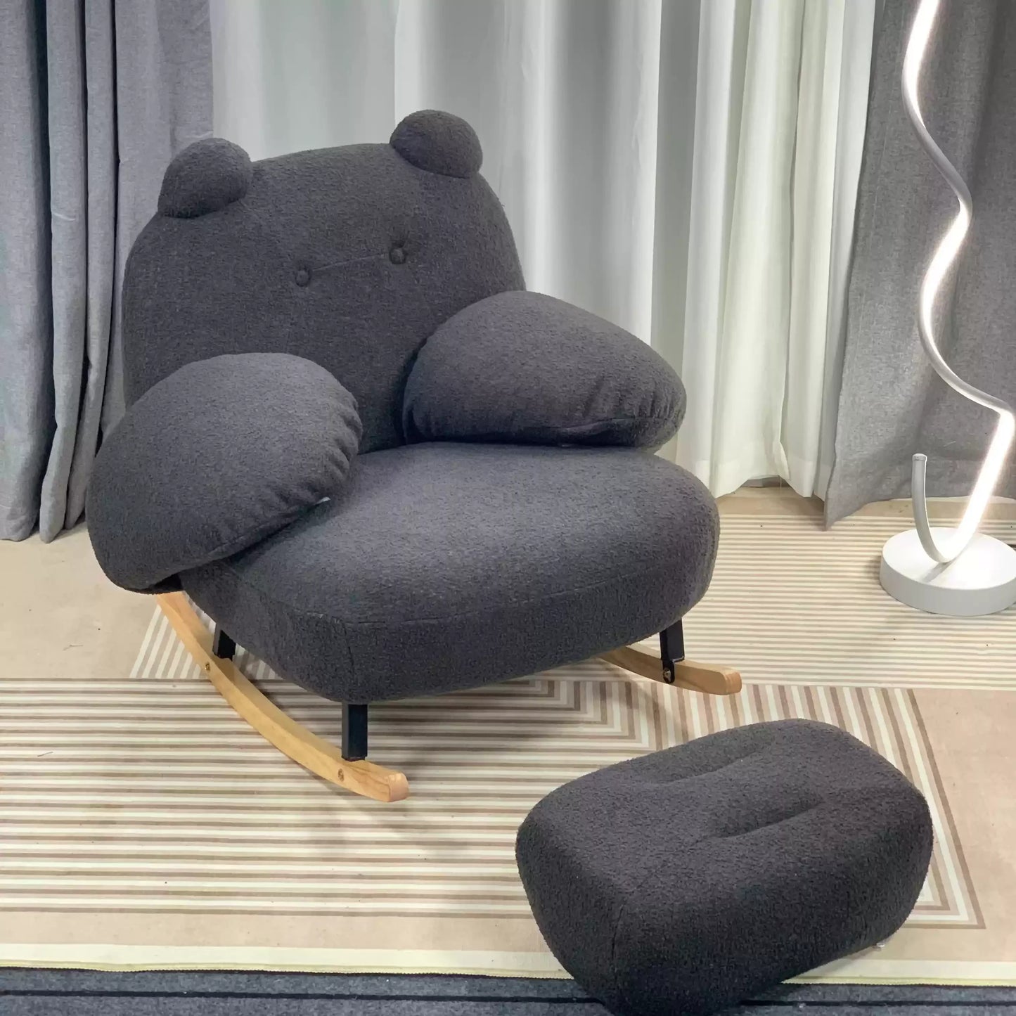 Big white Internet celebrity rocking chair lazy sofa single rocking cream living room lazy chair simple balcony bedroom
