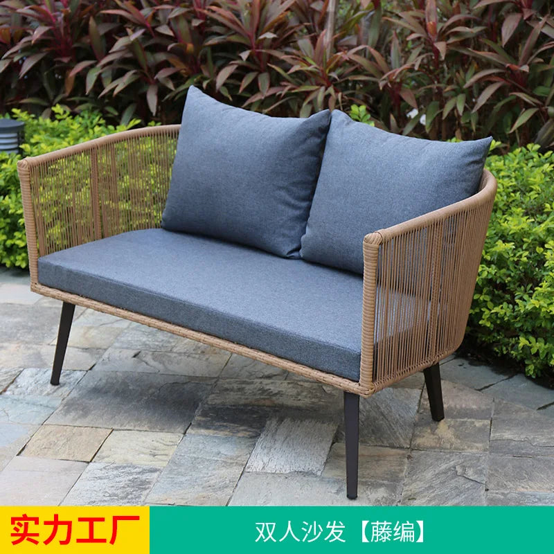 Outdoor Nordic Garden Sofas Hotel Balcony Combination Modern Garden Sofas Terrace Metal Furniture Divano Di Giardino MHHYSF