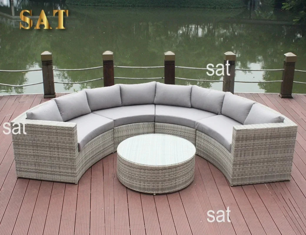 -L shape Design rattan wicker sofa set modular modern garden sectional furniture outdoor furniture