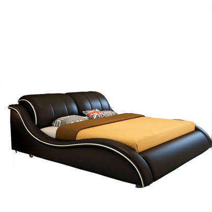 Genuine Leather Bed Frame Rectangle Upholstered Camas Double beds Designer lit 2 Personnes  Bedroom(size,color can be customized