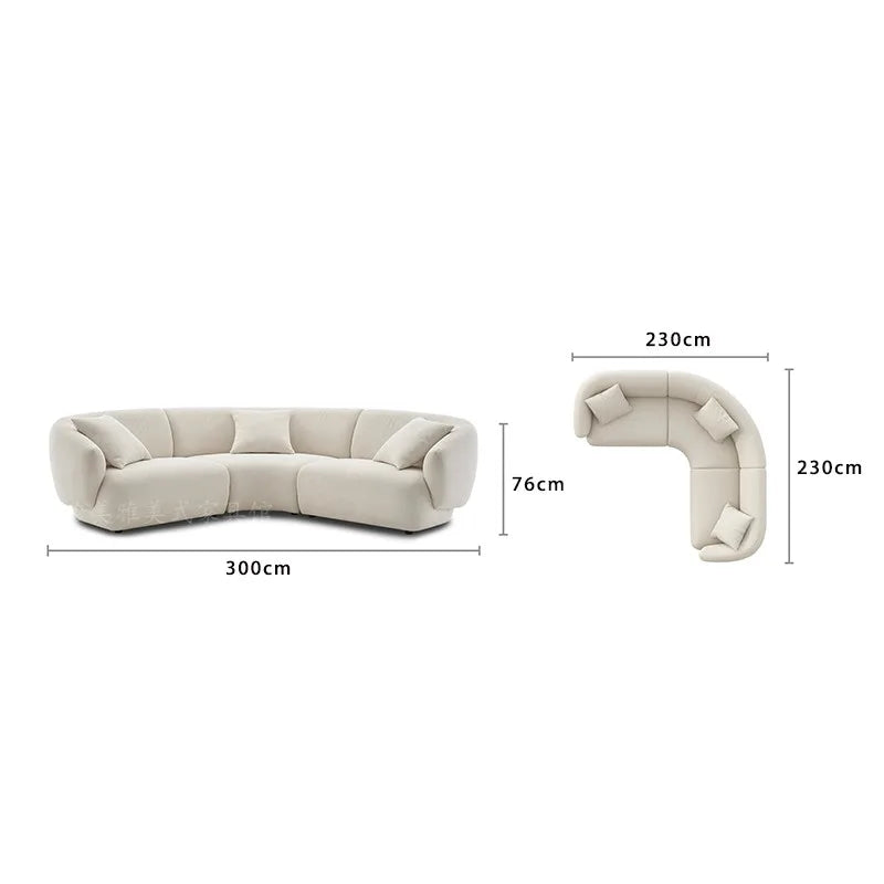 Italian light luxury cream style fabric sofa small apartment living room corner sofa new apartment