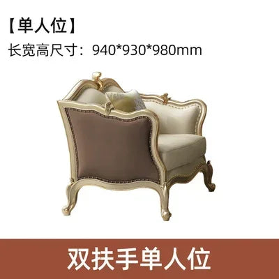 ZZ ZF Light Luxury Leather Solid Wood Sofa Combination Simple Luxury Complete Villa