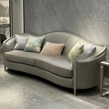 New American light luxury living room solid wood sofa coffee table combination European modern simple leather sofa model house