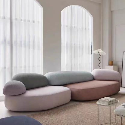 Italian minimalist pebble flat sofa modern minimalist combination colorful fabric module large flat sofa