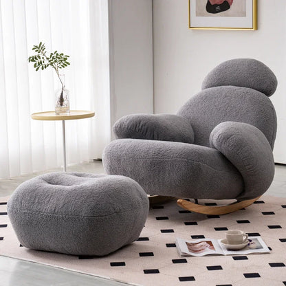 Big white Internet celebrity rocking chair lazy sofa single rocking cream living room lazy chair simple balcony bedroom