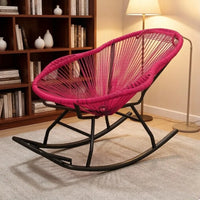 Outdoor Courtyard Rainbow Rattan Rocking Chair, Thickened Leisure Nap Recliner for Balcony
