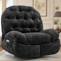 Oversized Swivel Recliner Chair, Comfortable Soft Shell Shaped Recliner with  Ports and Storage for Living Room