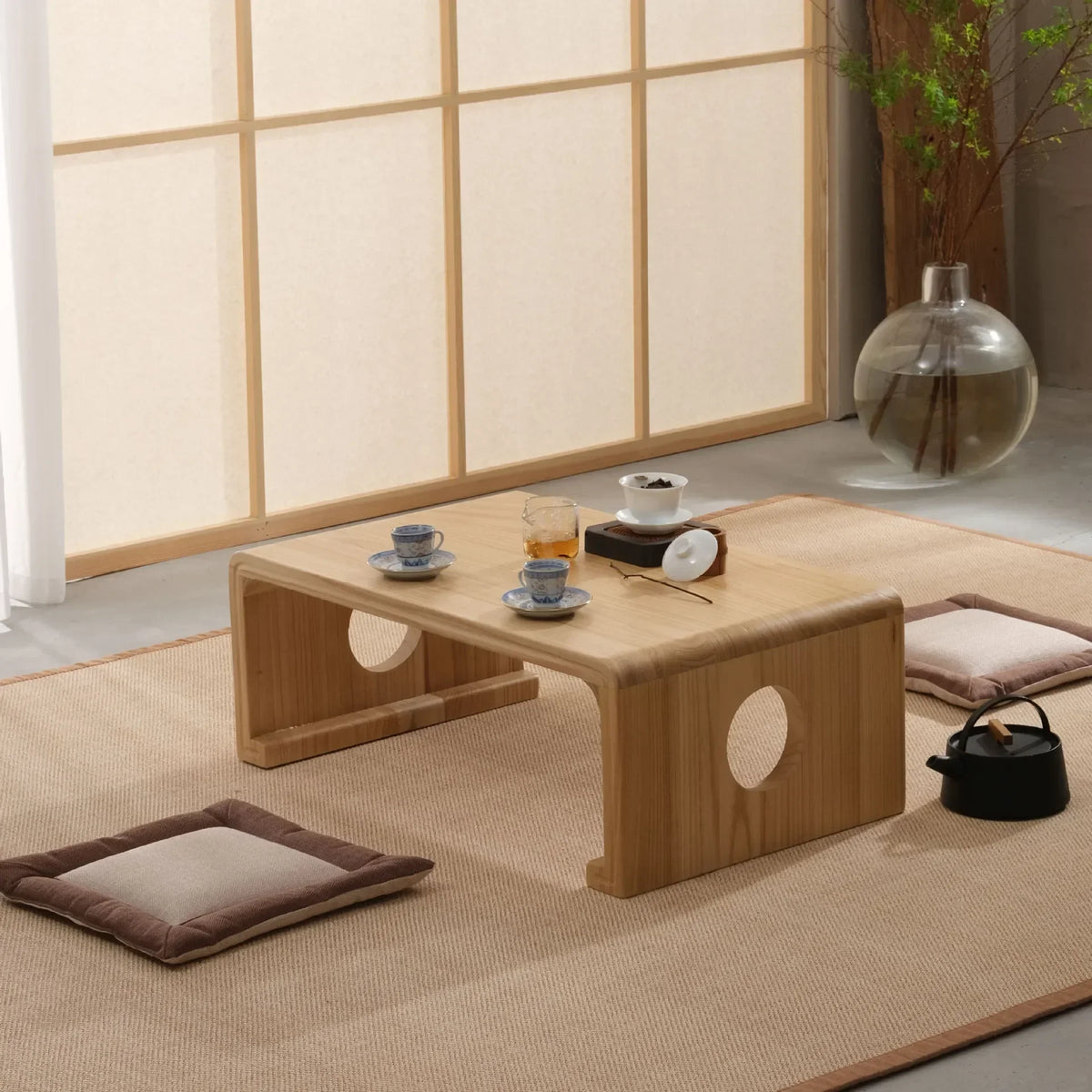 FashionJapanese Vintage Indoor Wood Furniture Asian Style Coffee Tea Living Room Low Table Rectangle 50*40cm Tatami