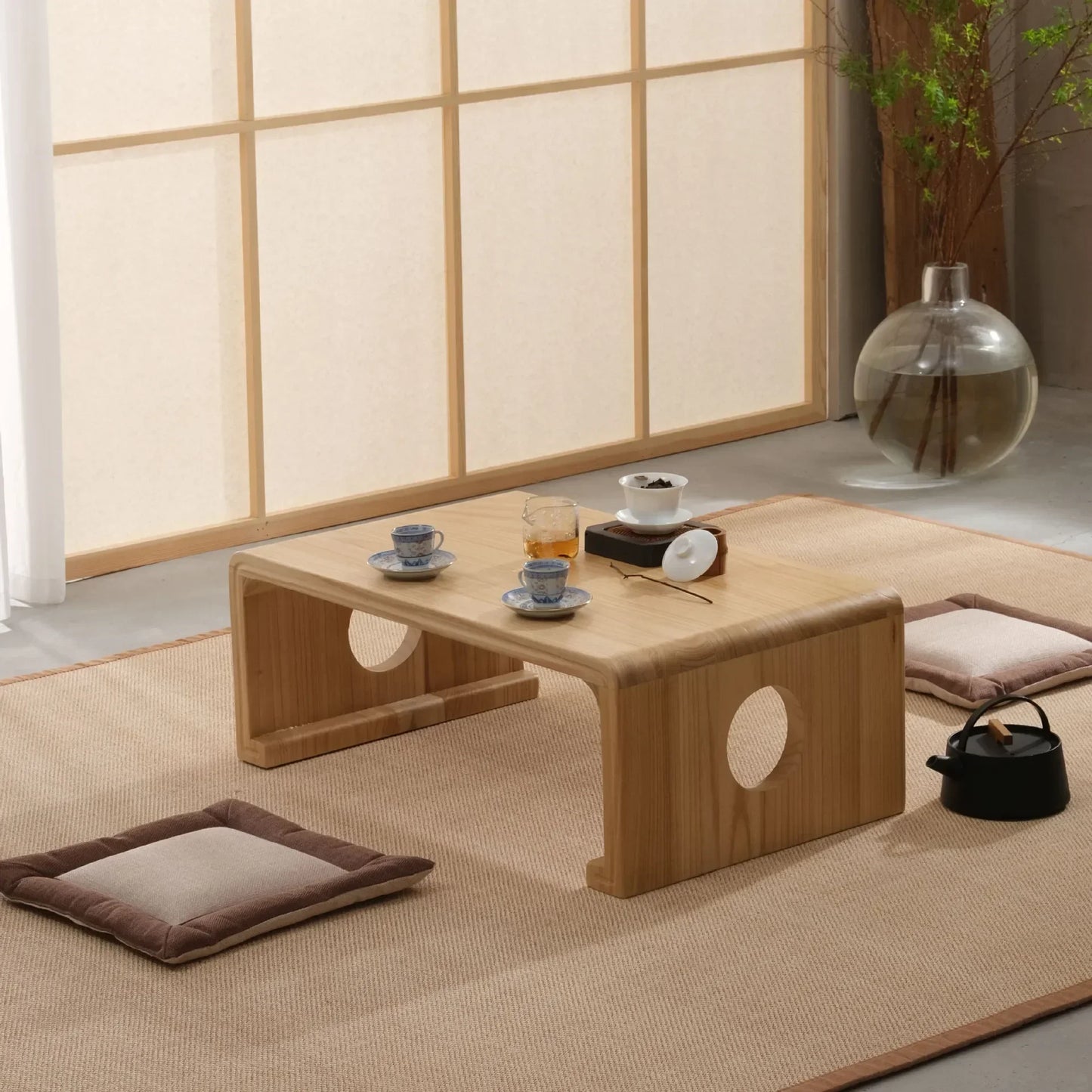 FashionJapanese Vintage Indoor Wood Furniture Asian Style Coffee Tea Living Room Low Table Rectangle 50*40cm Tatami