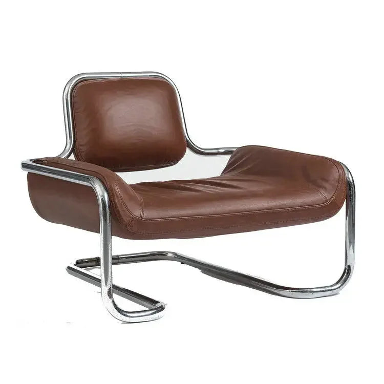 Nordic hardware leather bending chair simple living room balcony back chair