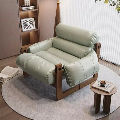 2025 Hot Sale Medieval Style Oil-wax Leather Single Sofa Leisure Chair Household Chair for Living Room