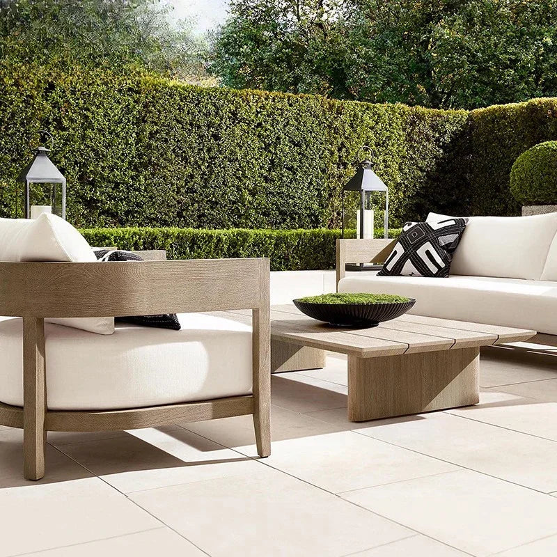 Italian Style Simplicity Waterproof and Sunscreen Garden Sofas Teak Modern Garden Sofas Designer Outdoor Furniture Divano HBOS