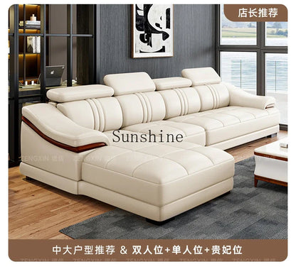 Modern simple living room size apartment combination leather art sofa furniture       FT