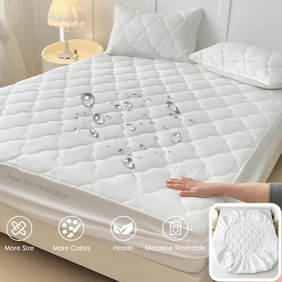 Throw Mattress Cover Bed Fitted Sheet Waterproof Mattress Bedspread Protector Pads Single/Double
